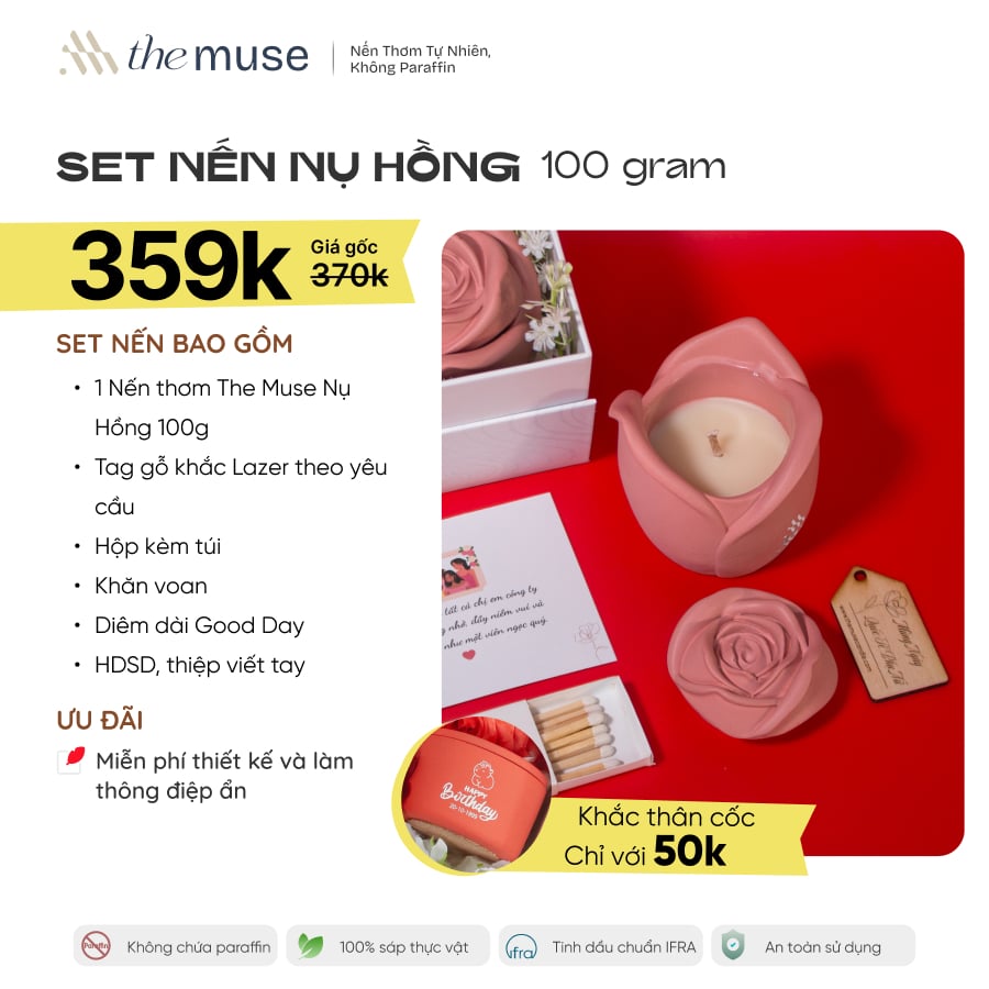 Set nến thơm NỤ HỒNG (ROSE BUD CANDLE) -100g - Ảnh 2