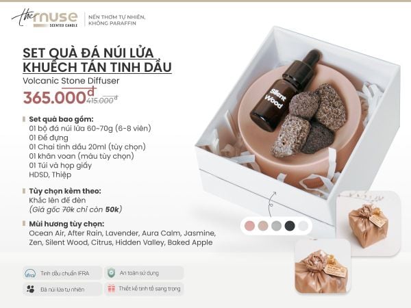Bộ đá núi lửa khuếch tán tinh dầu - Ảnh 5